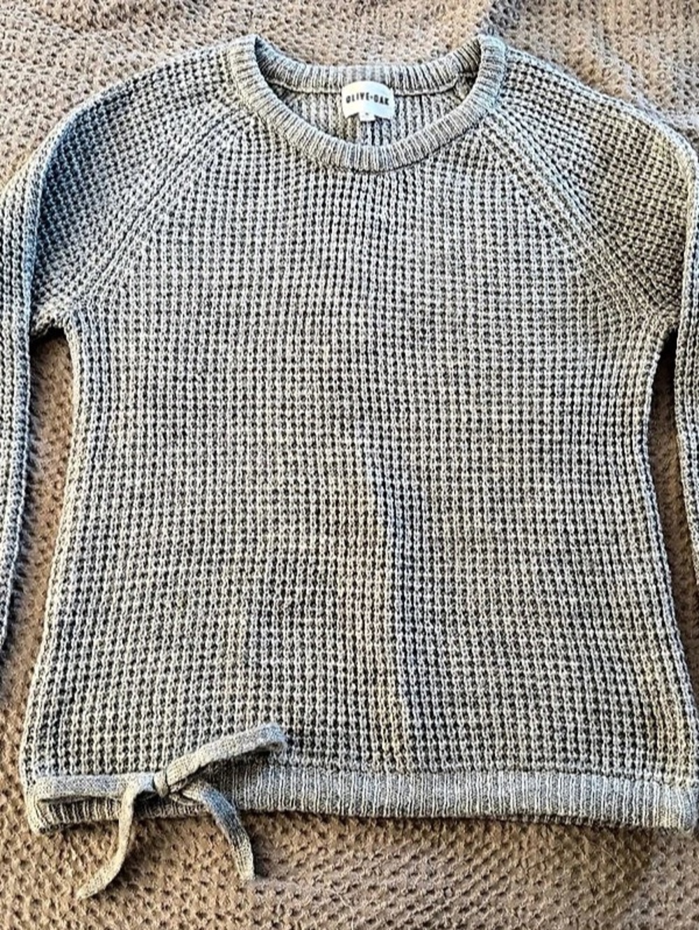 Olive + Oak Knit Drawstring Hem Sweater in Gray Size XL